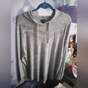 Torrid Light Gray Lace Hooded Top